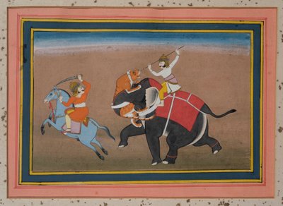 Tigre attaquant un éléphant - Indian School
